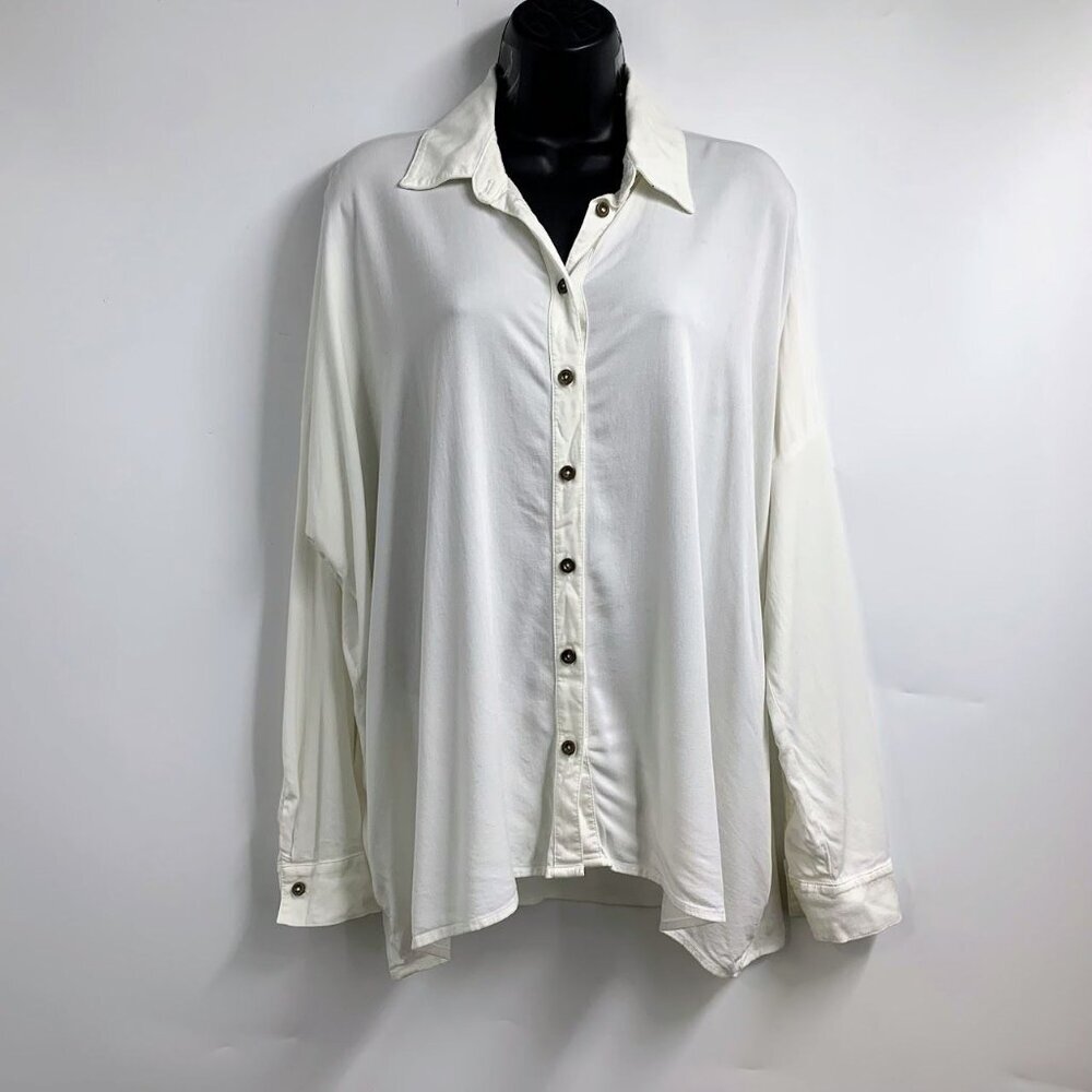 Michael Stars Women's Button Up Relaxed Long Sleeve Collared‎ Shirt Size M